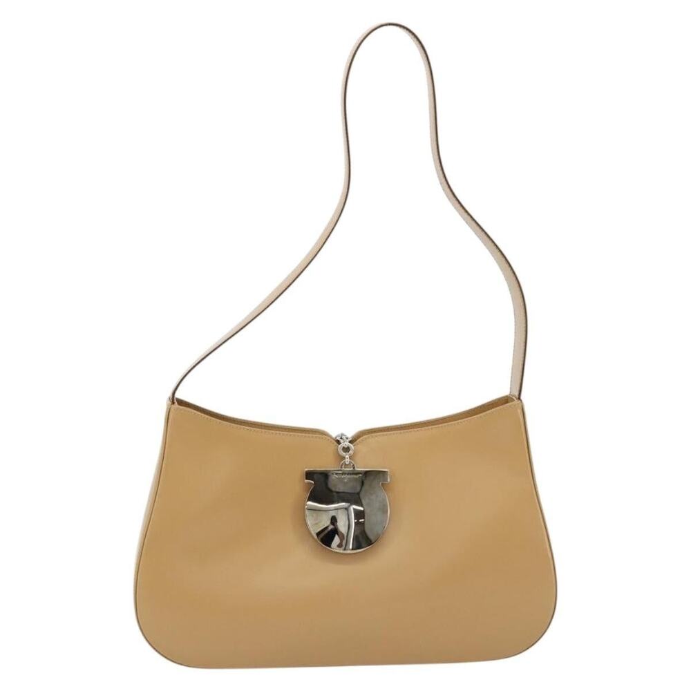 Salvatore Ferragamo Gancini Shoulder Bag Beige